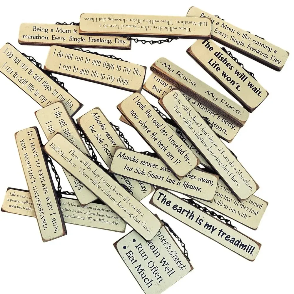 Set 18 Mini Barn Wood Signs Running Quotes Motivational Wall Decor Rustic Gifts